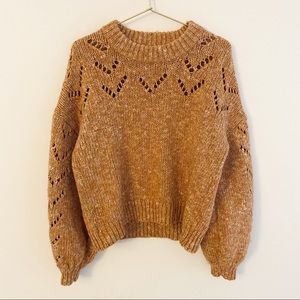 Madewell Pointelle Bubble-Sleeve Pullover Sweater